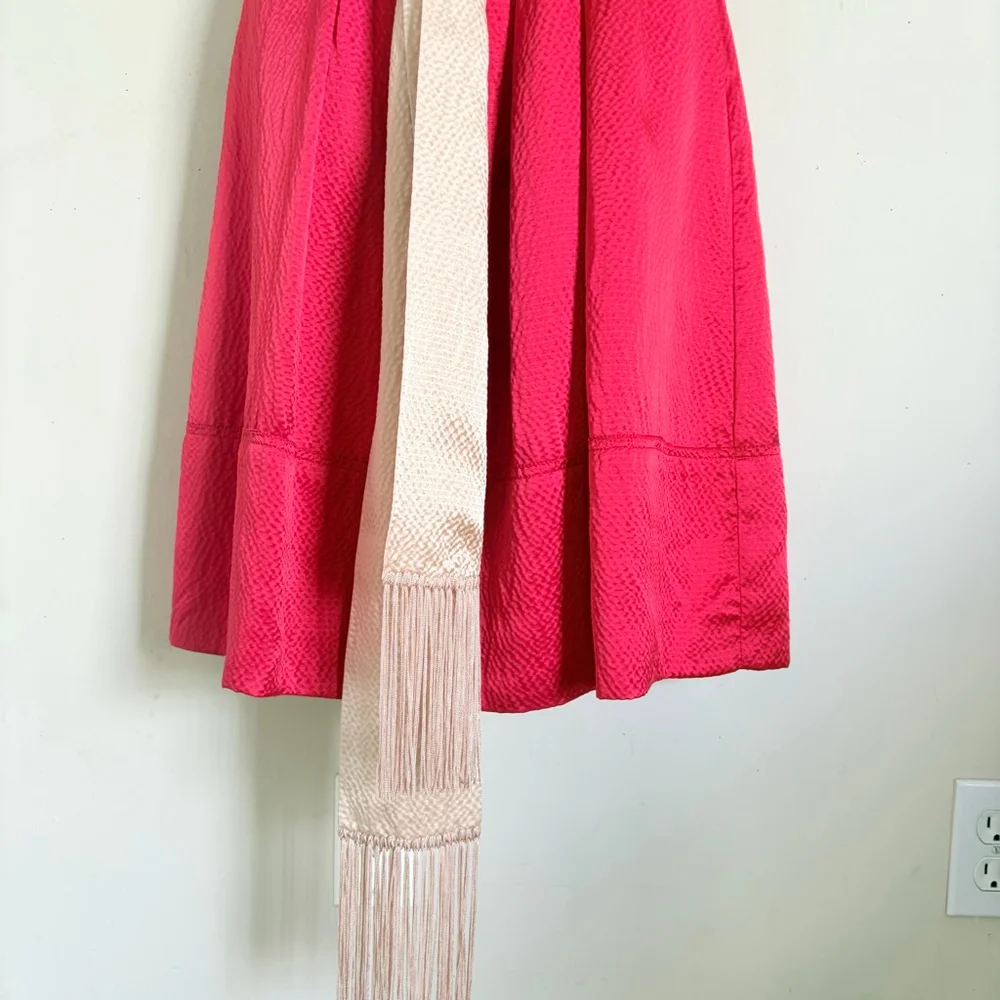 Tory Burch Darya Cream and‎ Red Silk Colorblock Wrap Dress 52111401 Size 0